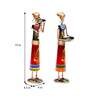 Red Metal Rural Lady Set Of 2 Figurine