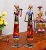 Red Metal Rural Lady Set Of 2 Figurine
