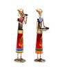Red Metal Rural Lady Set Of 2 Figurine