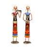 Red Metal Rural Lady Set Of 2 Figurine