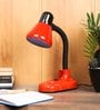Red Metal Shade Study Lamp With Red Base