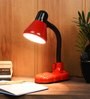 Red Metal Shade Study Lamp With Red Base