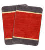 Red Geometric Microfibre 24x16 Inches AntiSkid Bath Mats (Set of 2)