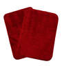 Red Microfibre Plain Solid 24X16 Inches Antiskid Bath Mat (Set of 2)