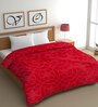 Red Mink Floral 400 GSM Double Bed Blanket