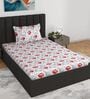 Red Mist Floral 144 Tc Cotton Elastic Fitted Single Bedsheet With Pillowcover