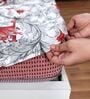 Red Mist Floral 144 Tc Cotton Elastic Fitted Single Bedsheet With Pillowcover