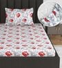 Red Mist Floral 144 Tc Cotton Elastic Fitted Single Bedsheet With Pillowcover