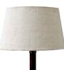 Red Natural Fiber Shade Table Lamp With Copper Base