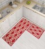 Red Nylon 47 x 20 Inches Machine Made Floor Runner and Door Mat