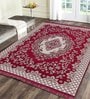 Red Chenille Vintage 4 x 6 Feet Machine Made Carpet