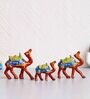 Red Paper Mache Camel Set Of 3 Figurine