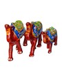 Red Paper Mache Camel Set Of 3 Figurine