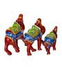 Red Paper Mache Camel Set Of 3 Figurine