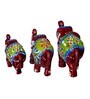 Red Paper Mache Elephants Set Of 3 Figurine