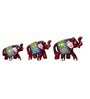 Red Paper Mache Elephants Set Of 3 Figurine