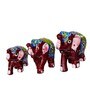 Red Paper Mache Elephants Set Of 3 Figurine