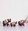 Red Paper Mache Elephants Set Of 3 Figurine