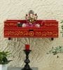 Red Pine Wood Pooja Mandir Without Door