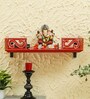 Red Pine Wood Pooja Mandir Without Door