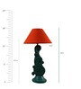 Orange Fabric Shade Table Lamp with Wood Base