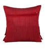 Red Textured Poly Satin 16 x 16 Inches Cushion Covers (Set of 5)