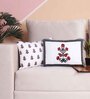 Red Polycotton Floral 12x18 inches Cushion Covers (Pack of 2)