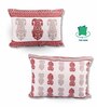 Red Polycotton Floral 12x18 inches Cushion Covers (Pack of 2)