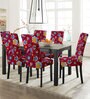 Red Polycotton Floral 14x18 Inches Chair Covers (Pack of 6)