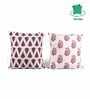 Red Polycotton Floral 16x16 inches Cushion Covers (Pack of 5)
