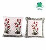 Red Polycotton Floral 24x24 inches Cushion Covers (Pack of 2)