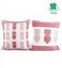 Red Polycotton Floral 24x24 inches Cushion Covers (Pack of 2)