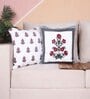 Red Polycotton Floral 24x24 inches Cushion Covers (Pack of 2)