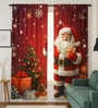Red Polyester 7Ft Light Filtering Santa and Christmas Theme Door Curtains (Set of 2)