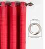 Red Polyester Solid 9 Ft Semisheer Eyelet 2 Door Curtains