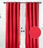 Red Polyester Solid 9 Ft Semisheer Eyelet 2 Door Curtains