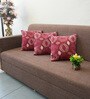 Red Polyester Abstract 16x16 inches Cushion Covers Set of 3