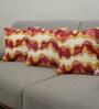Red Polyester Abstract 16x16 inches Cushion Covers Set of 3