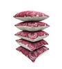 Red Polyester Abstract 16x16 inches Cushion Covers Set of 5