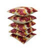 Red Polyester Abstract 16x16 inches Cushion Covers Set of 5