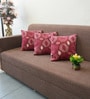 Red Polyester Abstract 18x18 inches Cushion Covers Set of 3