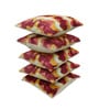 Red Polyester Abstract 20x20 inches Cushion Covers Set of 5