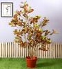 Polyester Red Croton Without Pot Artificial Plants
