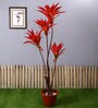 Red Polyester Artificial Draceana Plant Without Pot