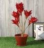 Red Polyester Artificial Draceana Plant Without Pot
