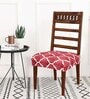 Red Printed Polyester Blend 16x20 Inches Chair Covers (Set of 4)