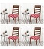 Red Printed Polyester Blend 16x20 Inches Chair Covers (Set of 4)