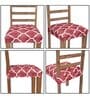 Red Printed Polyester Blend 16x20 Inches Chair Covers (Set of 4)