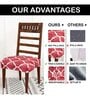 Red Printed Polyester Blend 16x20 Inches Chair Covers (Set of 4)