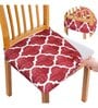 Red Printed Polyester Blend 16x20 Inches Chair Covers (Set of 6)